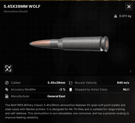 5.45x39mm WOLF