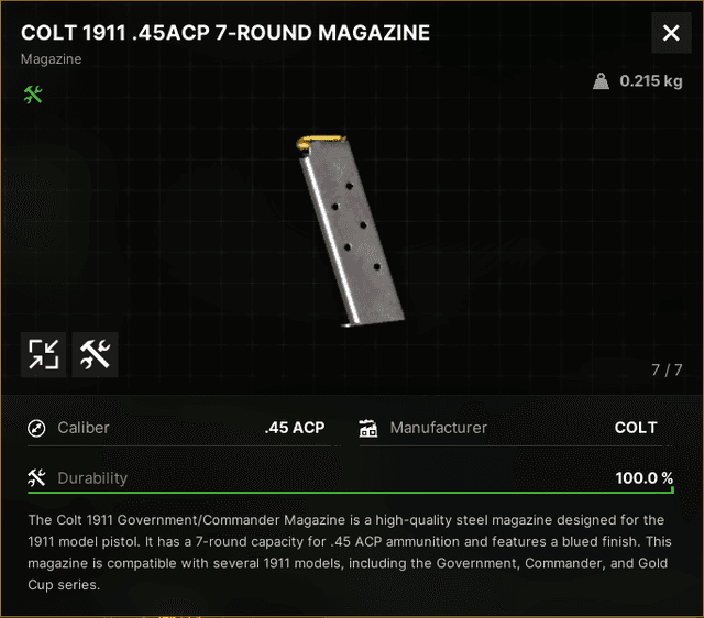 Colt 1911 .45ACP 7-Round Magazine