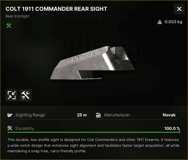 Colt 1911 Commander Rear Sight